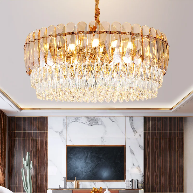 

Современные роскошные золотые Хрустальные потолочные круглые квадратные светильники K9 светодиодный гостиной светодиодное освещение подв...