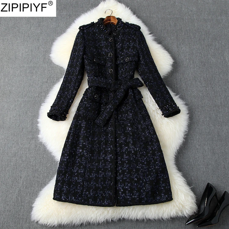 2020 Весна Зима Высокое качество Женские твидовые шерстяные куртки элегантные