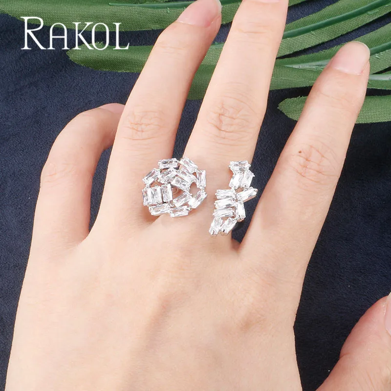 RAKOL прямоугольные проложить Блестящий AAA циркония кристалл открытый