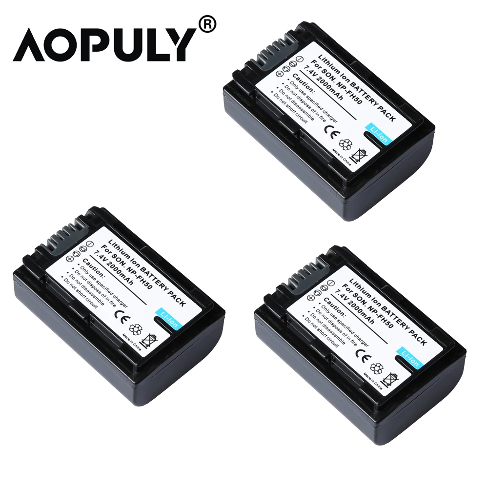 3 pcs 2000 мАч NP-FH50 NP FH50 аккумуляторная батарея для камеры NPFH50 батарея для sony FH70 FH100 A230 A330 A290 A380, аксессуары для sony - Цвет: 3 pcs