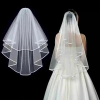 comb elbow elegant cathedral white ivory 2t wedding bridal veil satin edge
