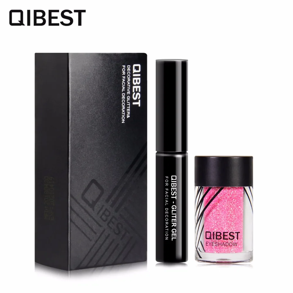 2 предмета/комплект QIBEST тени для век Блеск Цвет золотистый серебристый металлик