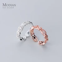 modian sparkling zircon geometric square open adjustable sterling silver 925 ring for women luxury wedding gift fine jewelry
