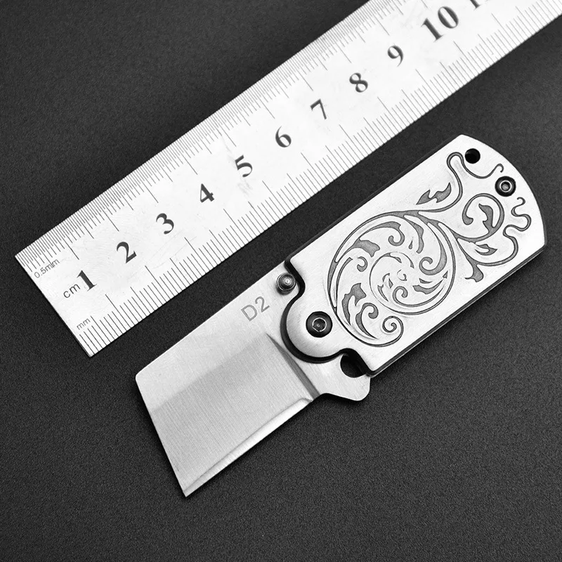Outdoor D2 Steel High Hardness Folding Knife Mini Ornament Craft Knife Multi-purpose Portable Self-defense Folding Knife