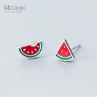 Modian 2019 Горячая продажа пляж свежий арбуз серьги гвоздики стерлингового серебра 925 эмаль милые серьги для женщин ювелирные украшения подарок