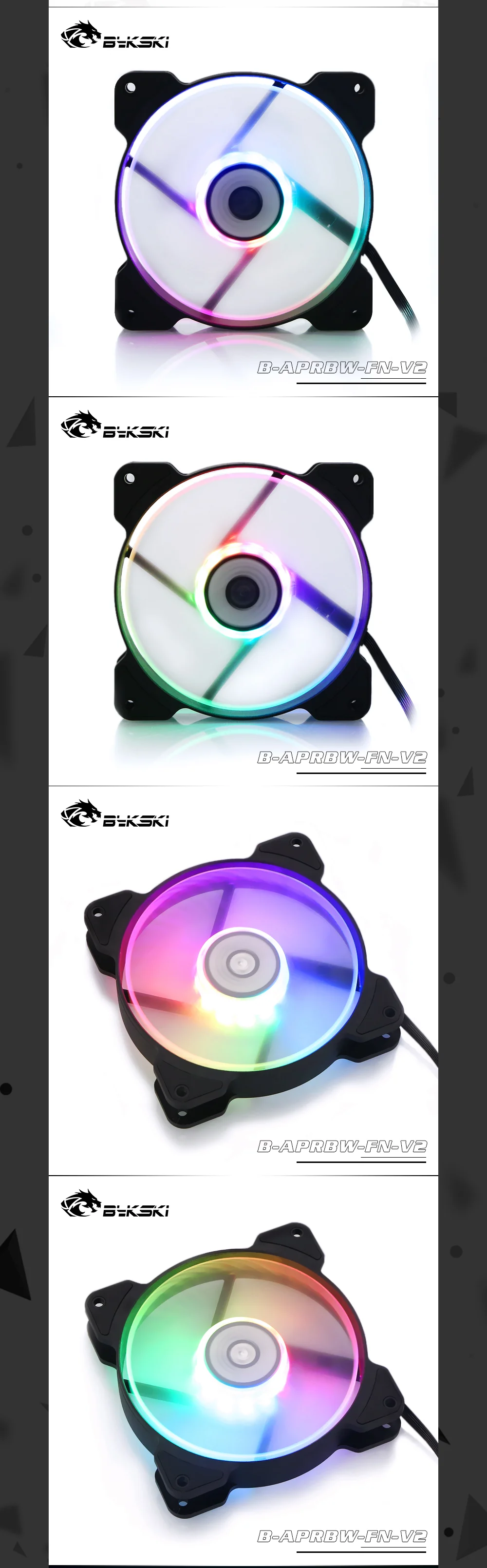 Bykski B-APRBW-FN-V2/B-RBW-FN-V2, RBW 120mm Constant Cooling Fan / Cooler, Compatible With 120/240/360/480mm Radiators