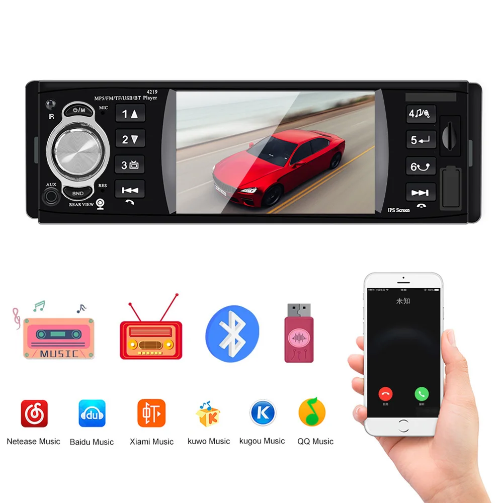 car radio 1 din bluetooth 4 2 audio video mp5 player 4 1 inch tf usb fast charging iso remote multicolor lighting auto parts fm free global shipping