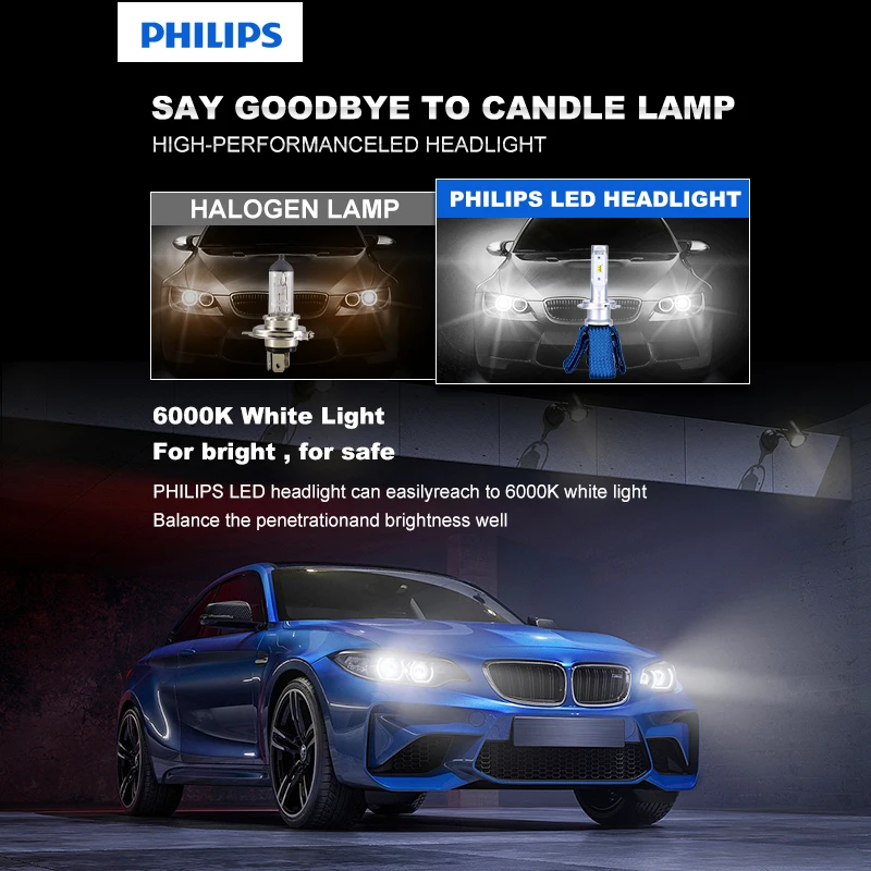 Светодиодные лампы Philips для фар H7 H4 H8 Ultinon Essential HB3 9005 HB4 9006 H11 светодиодные