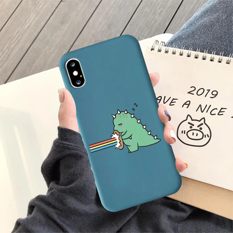 cute japan cartoon dinosaur candy colored silicone soft shell phone case for iphone 11 pro xs max x xr 7 8 6 6s plus phone cover free global shipping