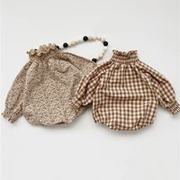 infant baby girls rompers oversize retro plaid newborn summer autumn children long sleeve clothing baby clothing one piece