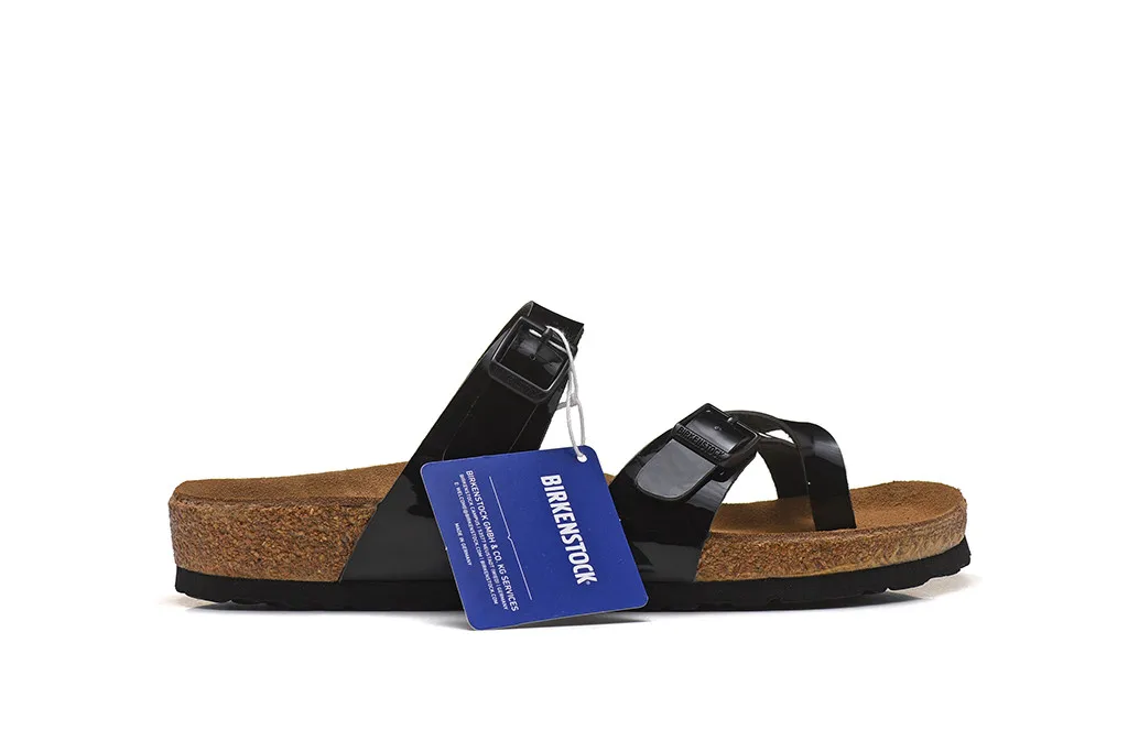 Женские сандалии на плоской подошве Birkenstock летние пробковые тапочки