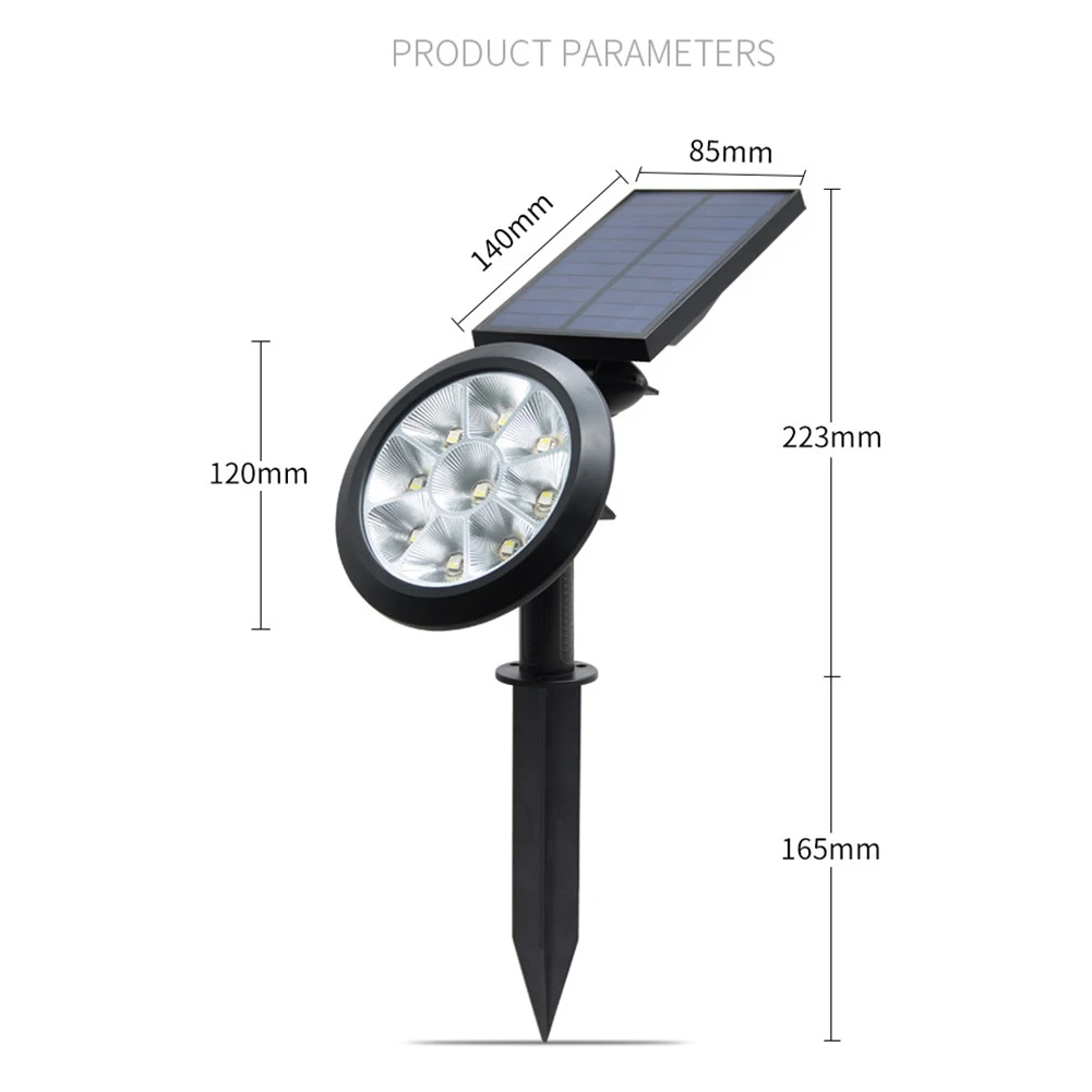 

9 LED Waterproof Solar Spotlight Wall Landscape Ground Lamp Solar Power Waterproof Easy Installation for Yard Lawn Garden