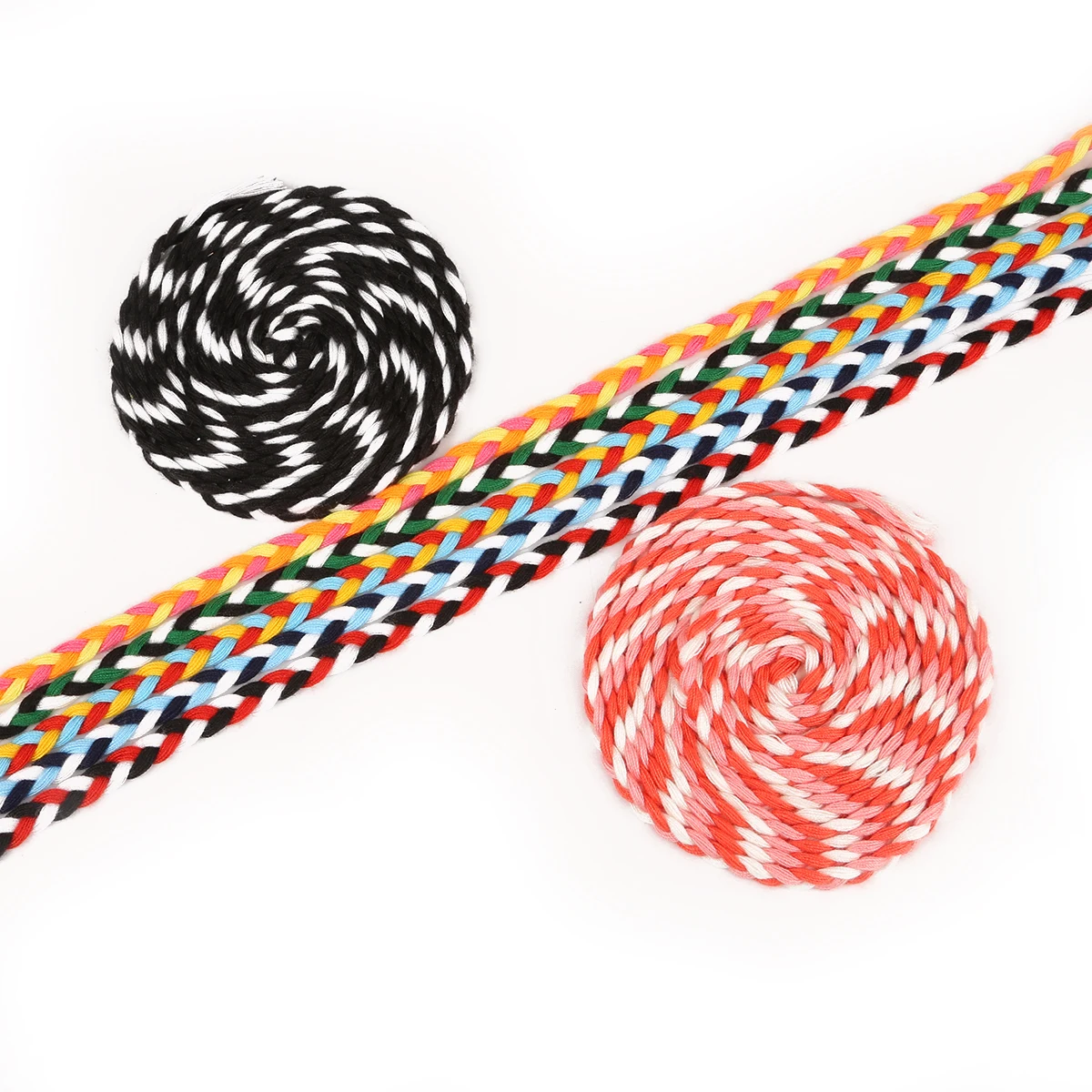 Плетеная полиэтиленовая хлопковая нить 3 цветов 7 мм 5 м/уп. для изготовления