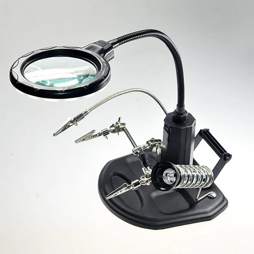 16 SMD светодиодный светильник помогая лупа для рук паяльная станция 2.5X