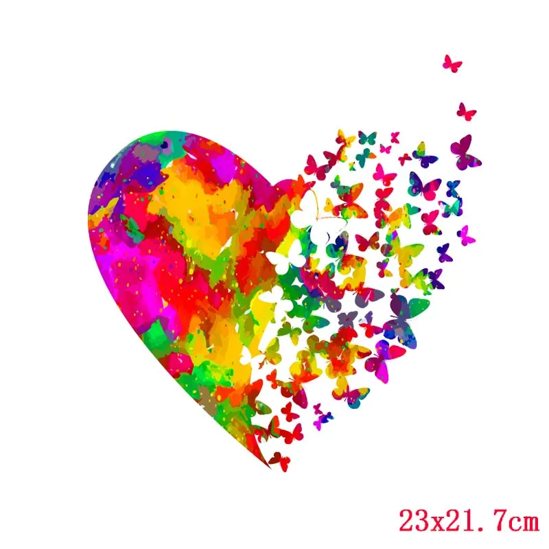 Pulaqi DIY Butterfly Iron on Transfer Vinyl Heat Patches for Clothes Fabric PVC Stickers Heart Patch Applique Washable | Дом и сад