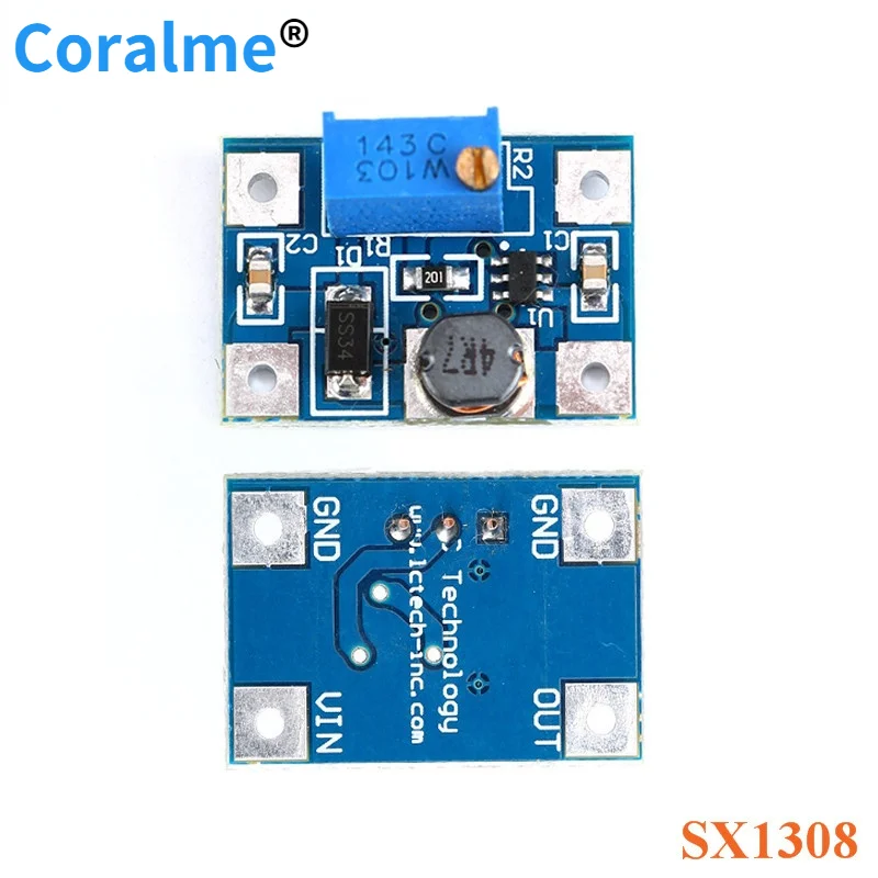 

2pcs Large Current 2A DC-DC SX1308 Step-UP Boost Adjustable Power Module Boost Converter Module B628 DIY Kit