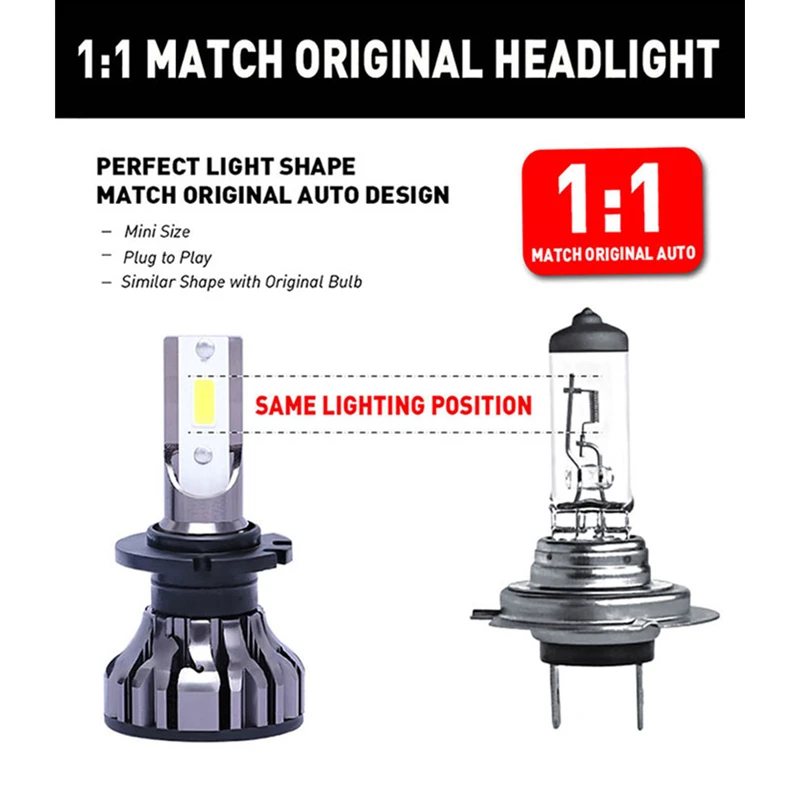 2 шт. Автомобильные светодиодные лампы 6500 К 70 Вт|Передние LED-фары для авто| |