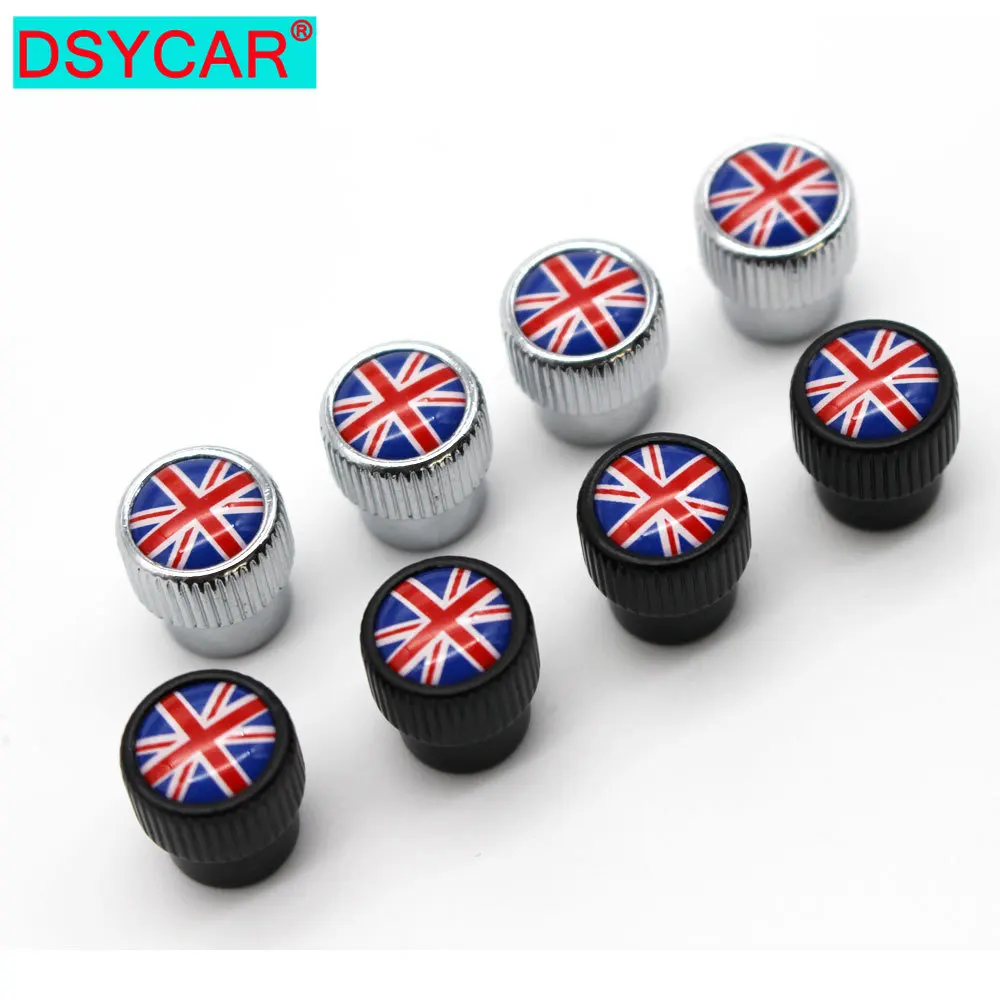 

DSYCAR 4 Pcs/Set Zinc Alloy England National Flag Tire Valve Stem Cap Tire Wheel Stem Air Valve Caps for Auto Cars