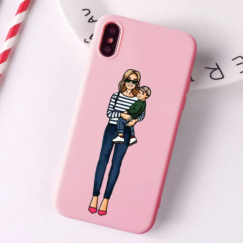 Модный чехол для девушек мамы iPhone 11 PRO MAX XR XS 8 7 6s Plus силиконовый розовый телефона