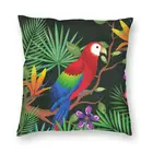 Наволочка для подушки в виде попугаев, птиц, садов, домашняя декоративная квадратная наволочка для подушки с тропическими растениями, 40x40 наволочка для гостиной