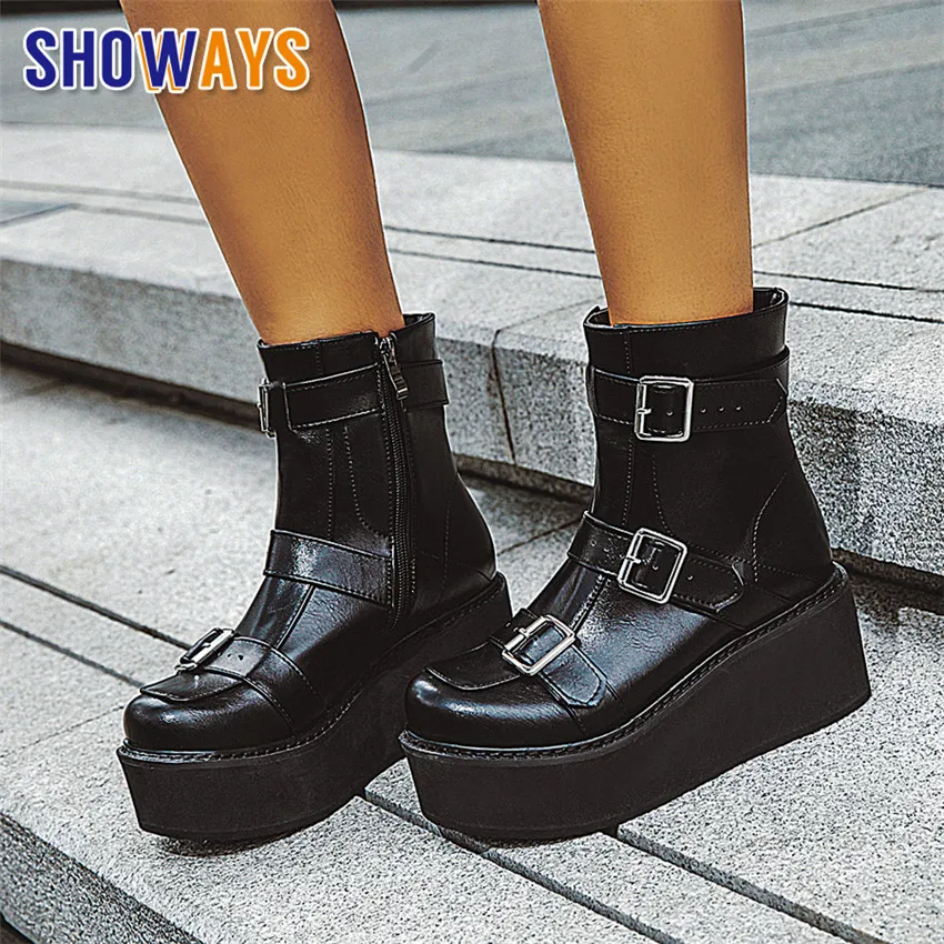 

Женские ботильоны на платформе, черные, коричневые повседневные праздничные ботинки на высоком каблуке, с застежкой-молнией, круглым носко...