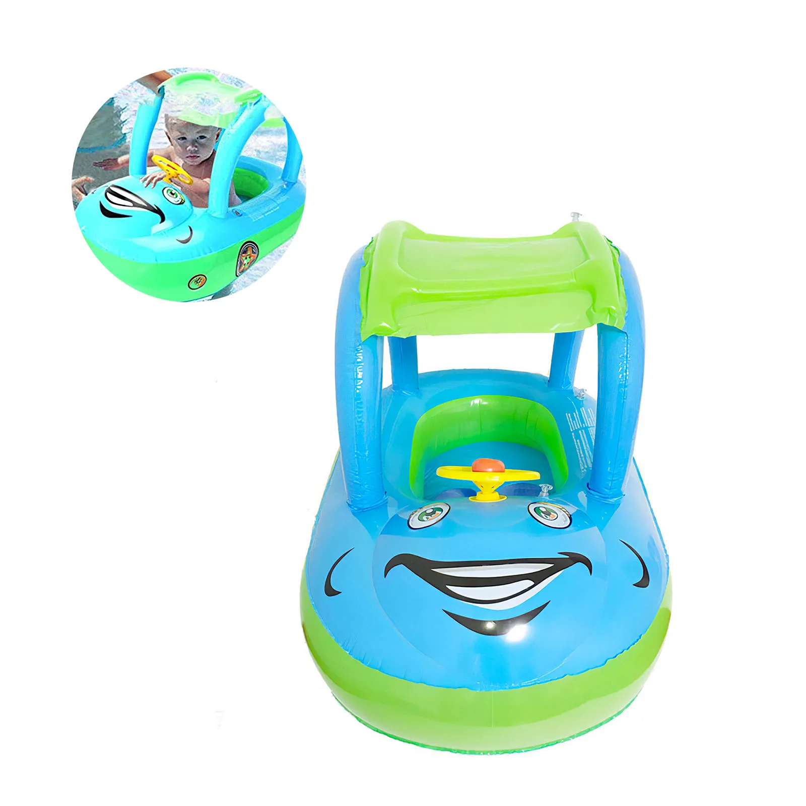 

Swim Trainer Pool Float Baby Safety Solid Float Sunshade Seat Raft Canopy Inflatable Swim Ring Lying Swimming Pool Bathtub Toys