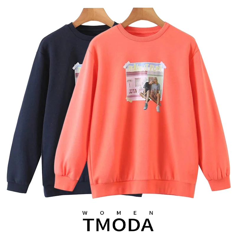 TMODA2153 2022 осенние женские толстовки с принтом для девочек женский свободный