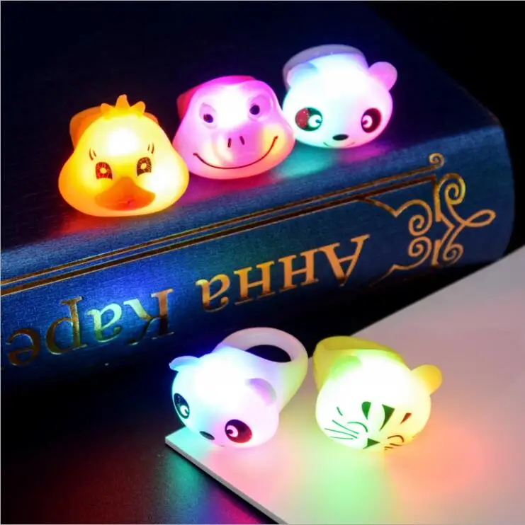 50 шт./лот светодиодные Мультяшные животные светящиеся кольца с мягким светом