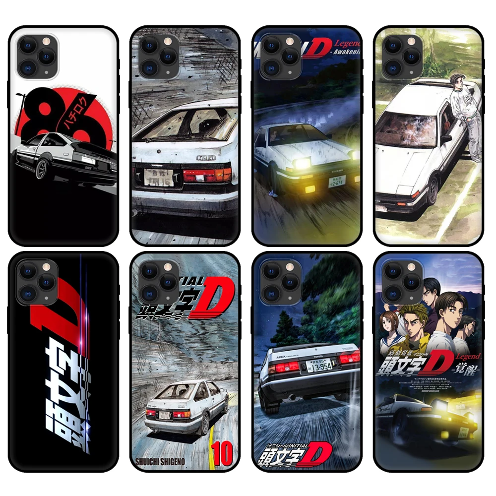 black tpu case for iphone 5 5s se 6 6s 7 8 plus x 10 cover for iphone xr xs 11 pro max case initial d ae86 free global shipping