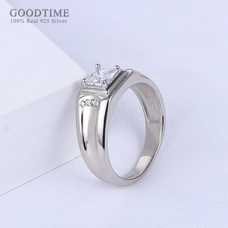 Мужское кольцо из серебра 100% пробы с фианитом | Украшения и аксессуары