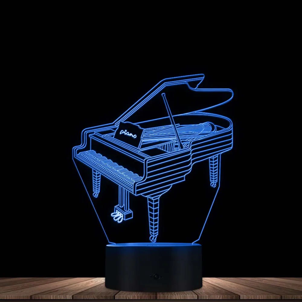 Piano 3D Visual Night Light Table Lamp Music Instrument Decorative Pianist Room LED Lighting Decor Gift For Her | Освещение