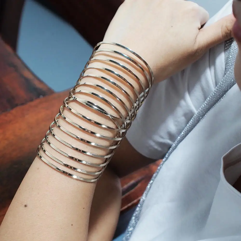 MANILAI геометрические полосатые металлические массивные браслеты ювелирные
