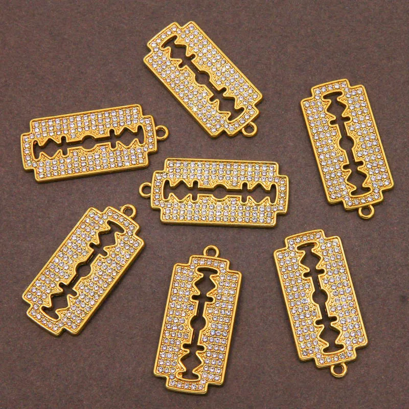 3 шт. креативная Мужская мозаика кулон бритва цепь с лезвиями из шариков Сделай