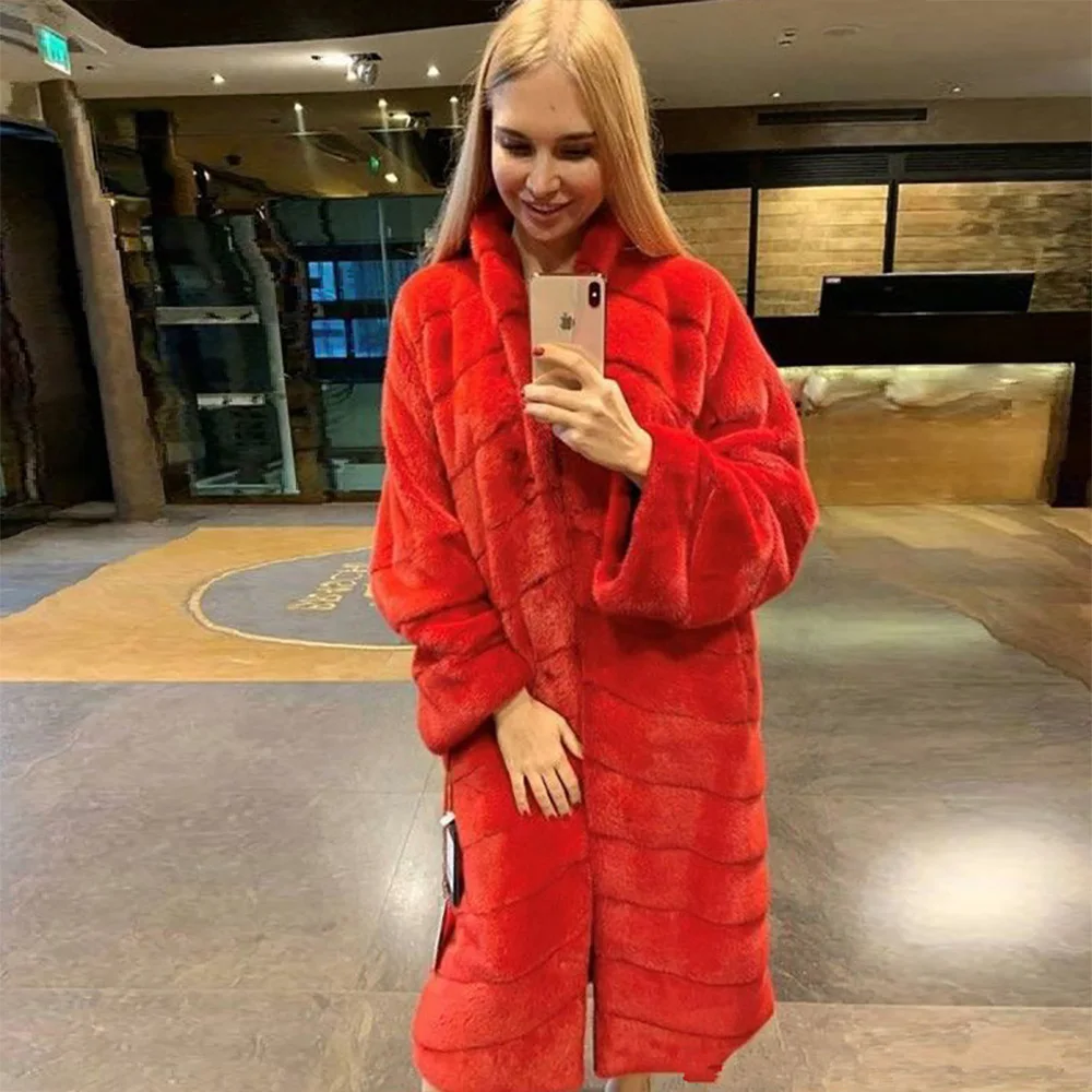 TOPFUR модное белое пальто длинное натуральное меховое пальто женская зимняя шуба из натуральной норки с меховым воротником свободная одежда воротник с лацканами