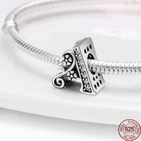 plata charms of ley silver color letter flower shape a charms beads fit original 925 pandora bracelet making fashion jewelry