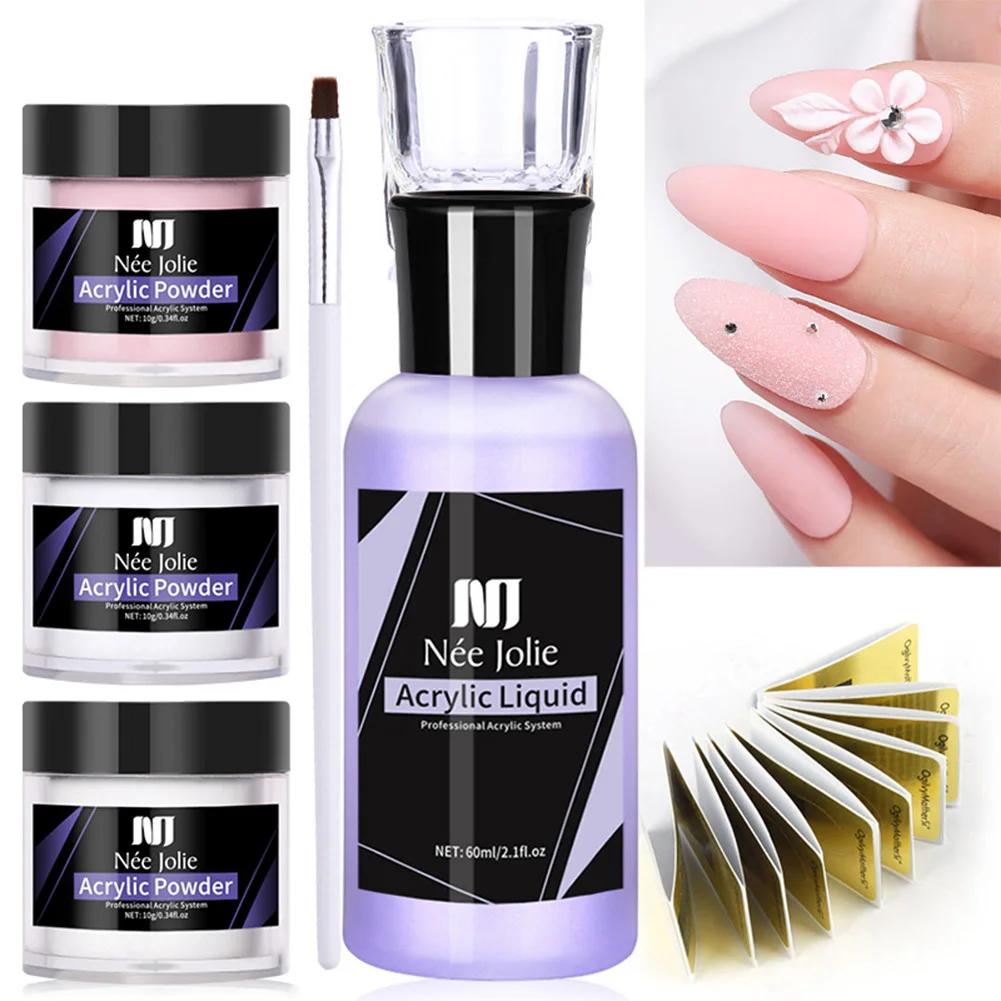 Acrylic Powder Natural Dry Long Lasting French Nail Liquid Nail File Glass Pen Set for Nail DIY Nail Salon Nail Art Set
