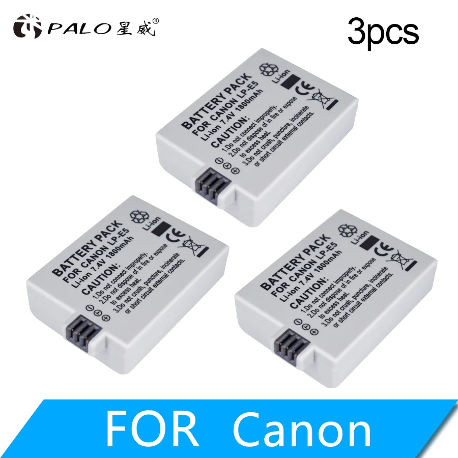 1 шт. 1800 мАч 7,4 В LP-E5 LPE5 LP E5 аккумуляторная батарея для камеры Canon EOS 450D 500D 1000D Kiss X3 Kiss F Rebel Xsi - Цвет: 3PCS