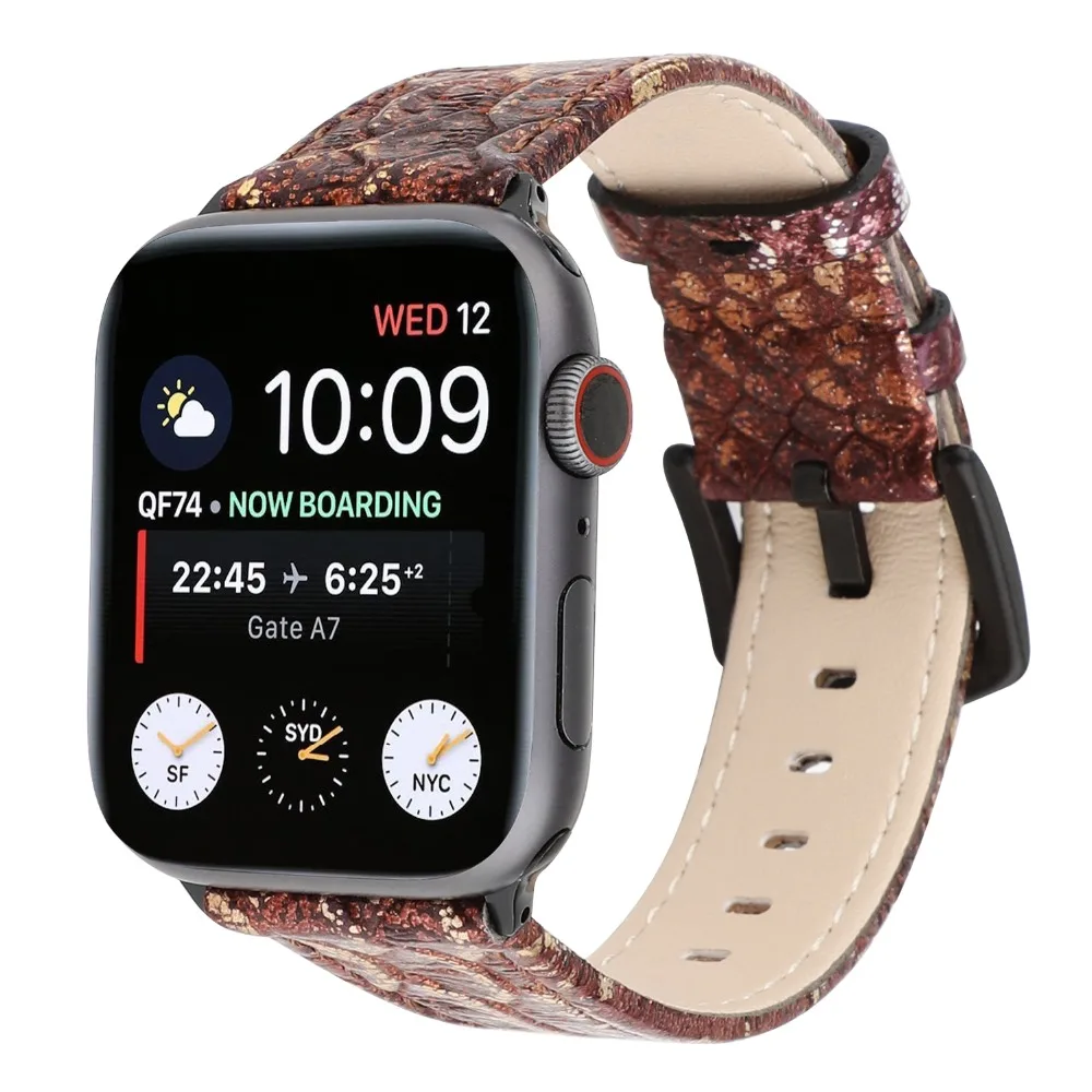 Ремешок Змеиный в стиле ретро для Apple Watch Band Series 4 3 2 1 кожаный сменный Браслет iWatch 44