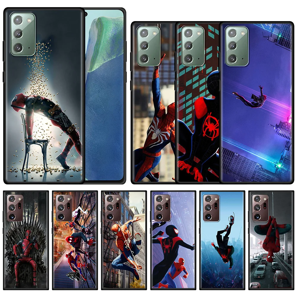 

SmartPhone Case For Samsung Galaxy Note 20 Ultra 10 5G Plus Lite 9 8 Silicone Fundas Black Cover Marvel Comics Spider-Man