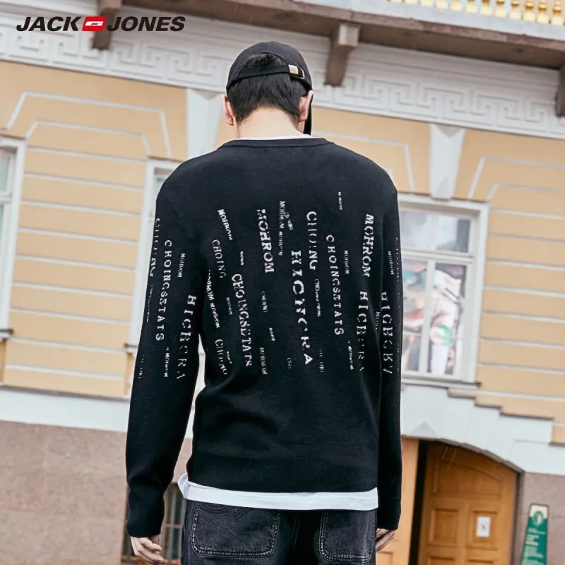 Мужской свитер с круглым вырезом JackJones уличная одежда буквенным принтом 219324512 |