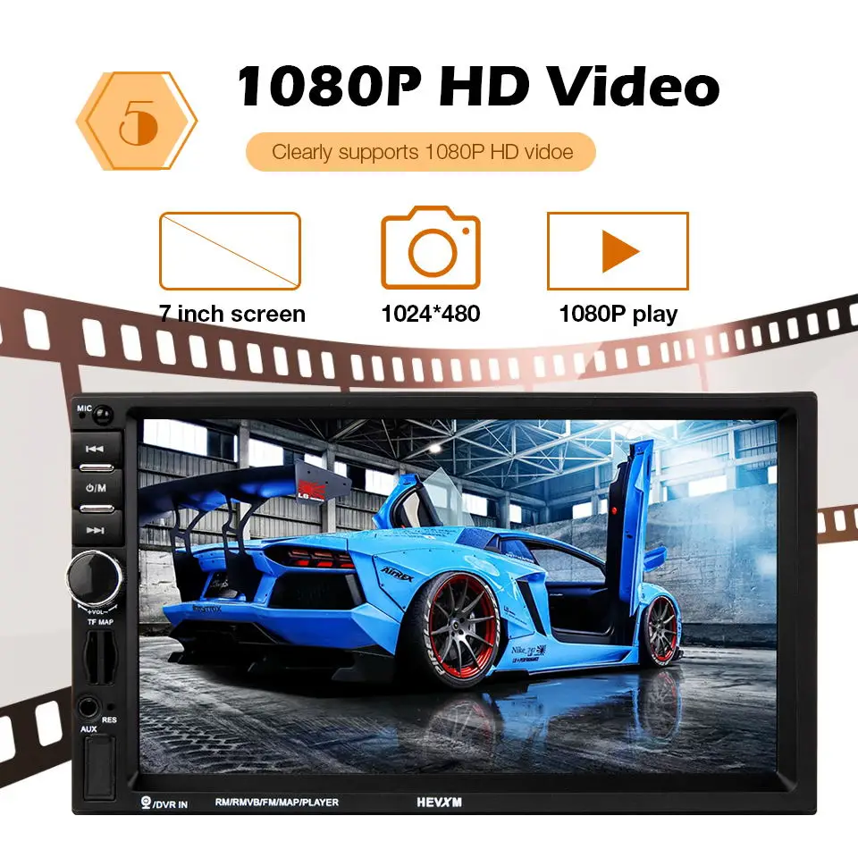 Автомагнитола 2DIN мультимедийный плеер с Bluetooth GPS камерой заднего вида 7