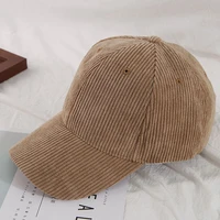 new pure color cap for men and women in autumn and winter with thick warm bending along the baseball cap corduroy cap