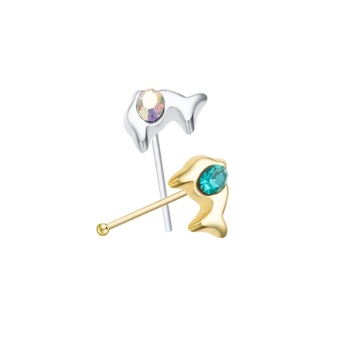 

36Pcs/Set 925 Sterling Silver Gemstone Dolphin Shaped Cute Nose Piercing Nose Ring Nose Stud Body Jewelry Piercing Nariz Plata