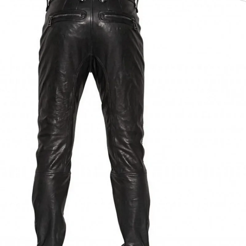 Модные мужские брюки из натуральной кожи новинка 2020 зимние мотоциклетные прямые