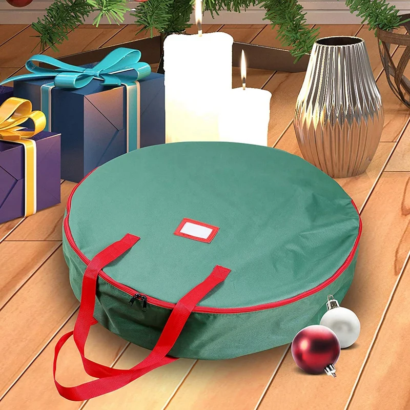 

Wreath Storage Bag (2 Pack) - Fits Up to 30 inch Artificial Christmas Wreaths, Christmas Wreath Storage Container