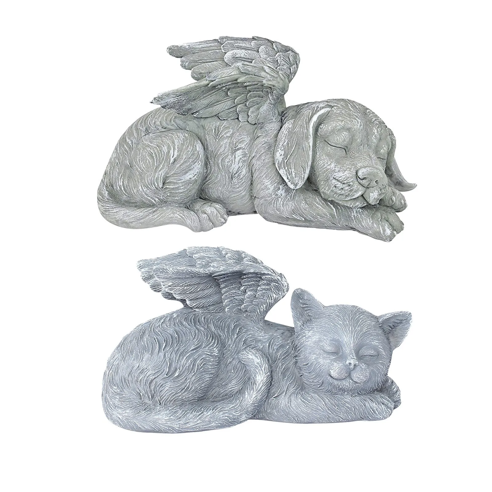 С рисунком собачки и котика Ангел Pet Мемориал могила маркер статуя Будды из смолы