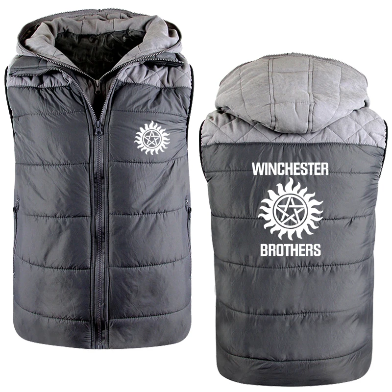 

NEW Casual Men hoodie Winchester Brothers printing Winter Thicken Jacket Warm Wool Fleece High Quality Men Zipper Sweatshirt