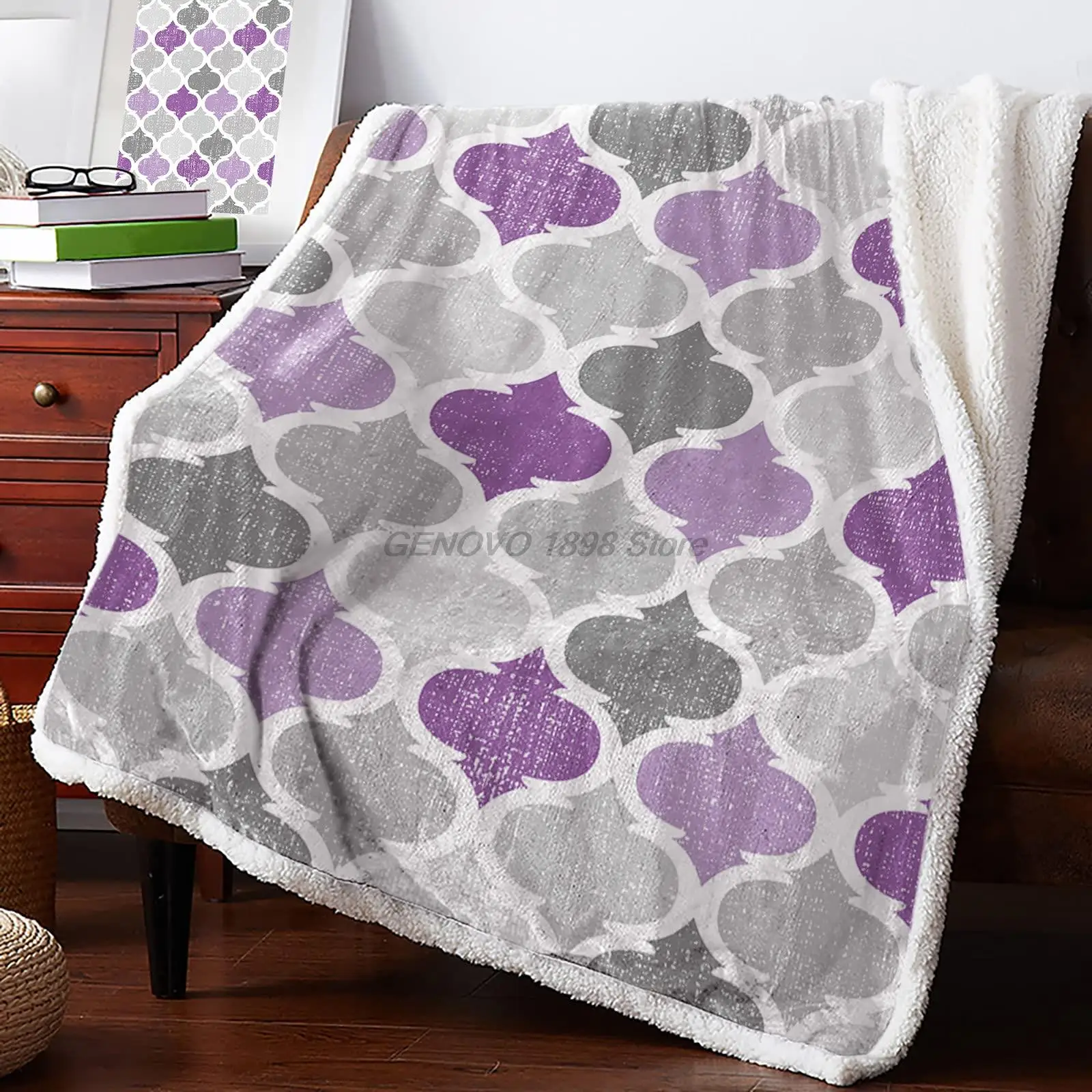 

Luxury Fleece Throw Blanket for Couch, Thick Fuzzy Fluffy Soft Cozy Bed Blanket, Reversible Sherpa Fleece Blanket for Sofa Chai