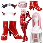 02 Милая в FRANXX Аниме Косплей Zero Two косплей обувь консоль обувь для вождения парик аксессуары для Хэллоуина Карнавал