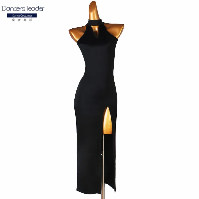 

New Female Latin Dance Costume Long Sleeve Black Practice Clothing Ballroom Dance Competition Dress Rumba Tango Clothes